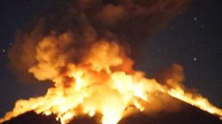 Mount Agung volcano erupts in Bali, Indonesia, July 2, 2018 photo obtained from social media.
