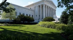 FILE PHOTO: Trees cast shadows outside the U.S. Supreme Court in Washington, U.S., June 25, 2018. REUTERS/Toya Sarno Jordan/File Photo
