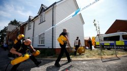 Fire and Rescue Service personel arrive with safety equipment at the site of a housing estate on Muggleton Road, after it was confirmed that two people had been poisoned with the nerve-agent Novichok, in Amesbury, Britain, July 6, 2018. REUTERS/Henry Nicholls