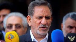 FILE PHOTO: Iranian Vice President Eshaq Jahangiri speaks during a news conference in Najaf, south of Baghdad, February 18, 2015. REUTERS/Alaa Al-Marjani/File Photo