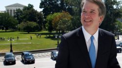 With the U.S. Supreme Court building in the background, Supreme Court nominee judge Brett Kavanaugh arrives prior to meeting with Senate Majority Leader Mitch McConnell on Capitol Hill in Washington, U.S., July 10, 2018. REUTERS/Joshua Roberts