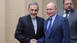 Russian President Vladimir Putin shakes hands with Ali Akbar Velayati, a top advisor to Iran's Supreme Leader Ayatollah Ali Khamenei, during their meeting at the Novo-Ogaryovo state residence outside Moscow, Russia July 12, 2018. Sputnik/Alexei Druzhinin/Kremlin via REUTERS