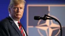 U.S. President Donald Trump looks on as he holds a news conference after participating in the NATO Summit in Brussels, Belgium July 12, 2018. REUTERS/Reinhard Krause