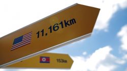 Directional signs bearing North Korean and U.S. flags are seen near the demilitarized zone in Paju, South Korea, June 12, 2018. REUTERS/Kim Hong-Ji