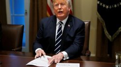 U.S. President Donald Trump speaks about his summit meeting in Finland with Russia's President Vladimir Putin at the start of a meeting with members of the U.S. Congress at the White House in Washington, July 17, 2018. REUTERS/Leah Millis