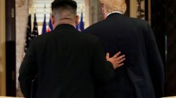 FILE PHOTO: U.S. President Donald Trump and North Korea's leader Kim Jong Un leave after signing documents that acknowledge the progress of the talks and pledge to keep momentum going, after their summit at the Capella Hotel on Sentosa island in Singapore June 12, 2018. REUTERS/Jonathan Ernst/File Photo