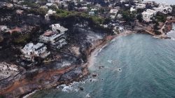 Aerial view of the area after a wildfire, in Mati, Greece July 24, 2018 in this picture obtained from social media July 26, 2018. FLYGREECEDRONE/via REUTERS