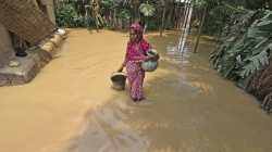 FILE PHOTO: A woman carries drinking water after collecting it from a hand pump at a flood affected area in Hojai district, in the northeastern state of Assam, India, June 17, 2018. REUTERS/Anuwar Hazarika/File Photo