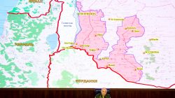 Chief of the Main Operational Directorate of the General Staff of the Russian Armed Forces Lieutenant General Sergei Rudskoi speaks during a news briefing, with a map showing the territory of Israel, Jordan, Lebanon and Syria seen in the background, in Moscow, Russia August 2, 2018. Alexander Zemlianichenko/Pool via REUTERS