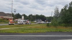 Emergency vehicles are seen at the Brookside Drive area in Fredericton, Canada August 10, 2018 in this picture obtained from social media. Kev Bourque/via REUTERS