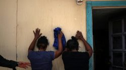 Women from the Dominican Republic are apprehended by the border patrol for illegally crossing into the U.S. border from Mexico in Los Ebanos, Texas, U.S., August 15, 2018. REUTERS/Adrees Latif