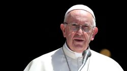 FILE PHOTO: Pope Francis delivers a speech after a meeting with Patriarchs of the churches of the Middle East at the St. Nicholas Basilica in Bari, southern Italy July 7, 2018. REUTERS/Tony Gentile/File Photo