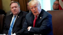 FILE PHOTO: U.S. President Donald Trump addresses members of his cabinet and the news media as Secretary of State Mike Pompeo looks on during a cabinet meeting at the White House in Washington, U.S., August 16, 2018. REUTERS/Kevin Lamarque