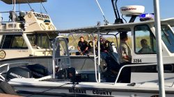 Mohave County Sheriff's Office search and rescue boats look for four people missing on the Colorado River, north of Lake Havasu in Arizona, U.S. September 2, 2018. Mohave County Sheriff's Office/Handout via REUTERS