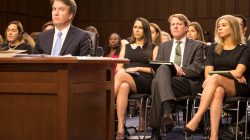 Supreme Court nominee Brett Kavanaugh testifies while White House Counsel Don McGahn (right) listens during the third day of his confirmation hearing before the Senate Judiciary Committee on Capitol Hill in Washington, U.S., September 6, 2018. REUTERS/Alex Wroblewski
