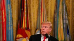 FILE PHOTO: U.S. President Donald Trump speaks during a reception for Congressional Medal of Honor recipients in the East Room of the White House in Washington, U.S., September 12, 2018. REUTERS/Carlos Barria