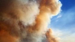 Smoke rises from a wildfire as seen from Bondurant, Wyoming, United States in this September 22, 2018 photo by Jared Kail. Jared Kail/Social Media/via REUTERS