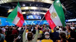 FILE PHOTO: Supporters of Maryam Rajavi, president-elect of the National Council of Resistance of Iran (NCRI), attend a rally in Villepinte, near Paris, France, June 30, 2018. REUTERS/Regis Duvignau/File Photo