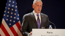 U.S. Secretary of Defense James Mattis attends a news conference with French Minister of the Armed Forces Florence Parly (not pictured) at the Defence Ministry in Paris, France, October 2, 2018. REUTERS/Philippe Wojazer