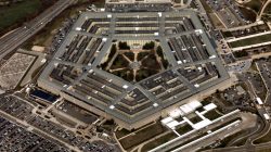 FILE PHOTO: The Pentagon in Washington, U.S., is seen from aboard Air Force One, March 29, 2018. REUTERS/Yuri Gripas/File Photo