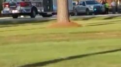 Emergency personnel are seen on site in the aftermath of a shooting in Florence, South Carolina, U.S. October 3, 2018, in this still image obtained from a social media video. Derek Lowe/via REUTERS