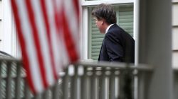 Newly confirmed and sworn-in U.S. Supreme Court Associate Justice Brett Kavanaugh heads off to his first day of work as a justice at the Supreme Court as he leaves his house in Chevy Chase, Maryland, U.S., October 9, 2018. REUTERS/Joshua Roberts