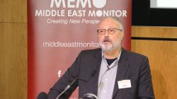 FILE PHOTO: Saudi dissident Jamal Khashoggi speaks at an event hosted by Middle East Monitor in London Britain, September 29, 2018. Picture taken September 29, 2018. Middle East Monitor/Handout via REUTERS