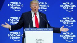FILE PHOTO: U.S. President Donald Trump gestures as he delivers a speech during the World Economic Forum (WEF) annual meeting in Davos, Switzerland January 26, 2018. REUTERS/Denis Balibouse/File Photo