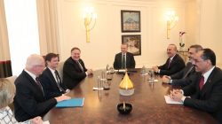 Turkish President Tayyip Erdogan meets with U.S. Secretary of State Mike Pompeo at Esenboga International Airport in Ankara, Turkey November 17, 2018. Murat Cetinmuhurdar/Presidential Press Office/Handout via REUTERS