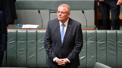 Australia's Prime Minister Scott Morrison stands before delivering the National Apology to survivors of child sexual abuse in the House of Representatives at Parliament House in Canberra, Australia, October 22, 2018. AAP/Mick Tsikas/via REUTERS