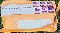The exterior of one of the suspicious packages sent to multiple locations in the U.S., appears in this handout photo provided by the Federal Bureau of Investigation, October 24, 2018. The mailing address and return address have been edited out of the photo at source. FBI/Handout via REUTERS