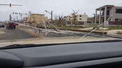 A general view of the damage after Super Typhoon Yutu hit Saipan, Northern Mariana Islands, U.S., October 25, 2018 in this picture taken through a cracked vehicle window, obtained from social media. Brad Ruszala via REUTERS