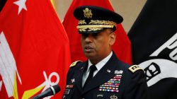 General Vincent K. Brooks, commander of the US Forces Korea (USFK) speaks during the mutual repatriation ceremony of soldiers' remains between South Korean and U.S at the Seoul National Cemetery in Seoul, South Korea, 13 July 2018. Jeon Heon-kyun/Pool via REUTERS