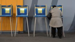 A voter fills out her ballot at an early voting polling station in Milwaukee, Wisconsin, U.S. November 4, 2018. REUTERS/Nick Oxford