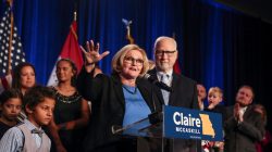 Democratic U.S. Senator Claire McCaskill addresses her supporters at her midterm election night party in St. Louis, Missouri, U.S. November 6, 2018. McCaskill conceded the election to Republican Josh Hawley. REUTERS/Sarah Conard