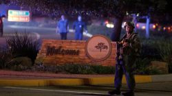 Police guard the site of a mass shooting at a bar in Thousand Oaks, California, U.S. November 8, 2018. REUTERS/Ringo Chiu