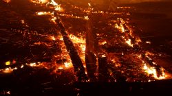 Wind-driven ambers are seen during the Camp Fire in Paradise, California, U.S. November 8, 2018. REUTERS/Stephen Lam